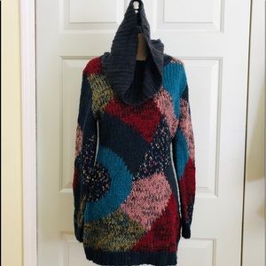 Verty Cowl 💯 Acrylic Sweater Multi Colored Size M